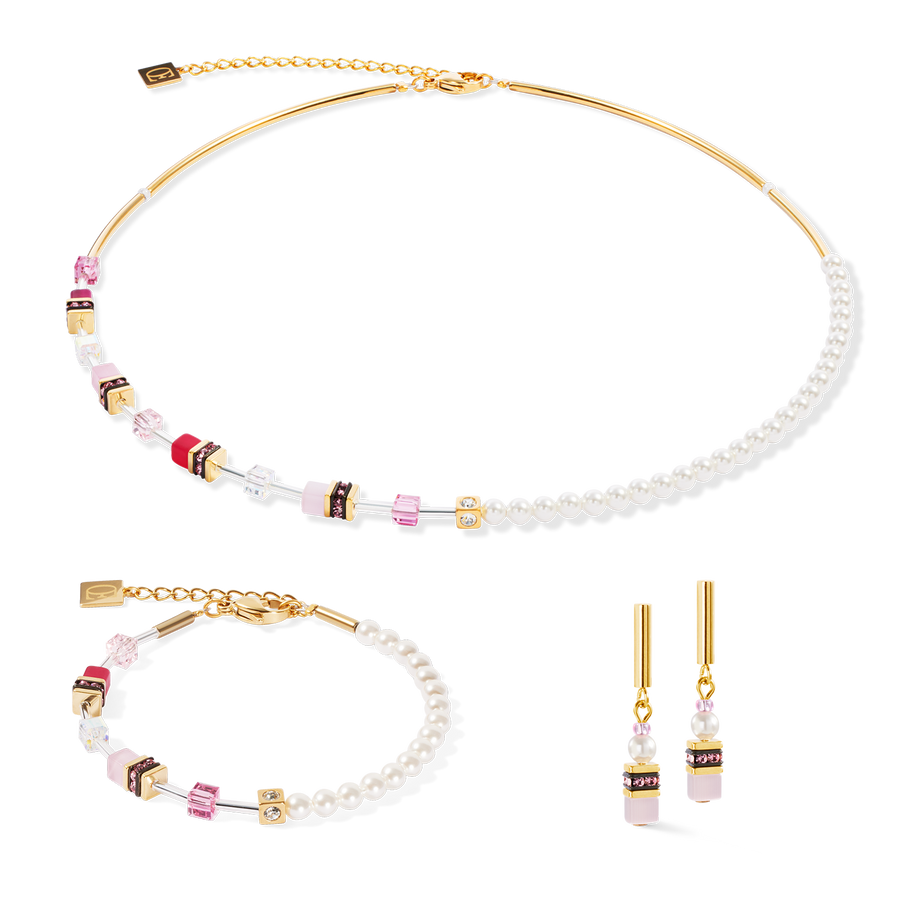 GeoCUBE® Mini Fusion Pearls Necklace gold-rose