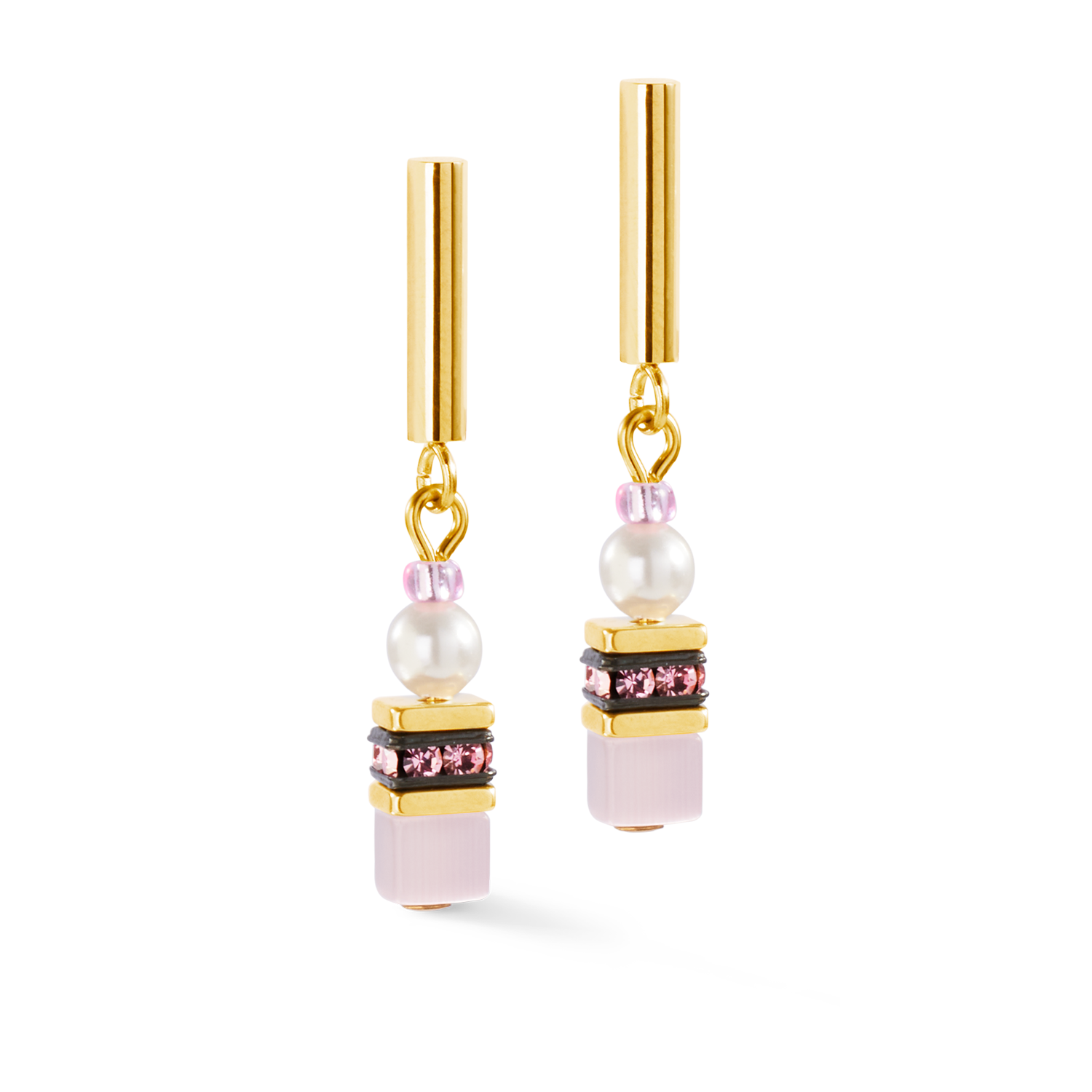 GeoCUBE® Mini Fusion Pearls Earrings gold-rose