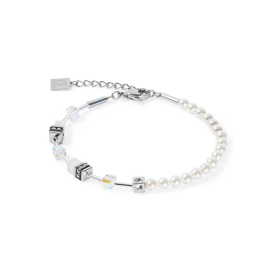 GeoCUBE® Mini Fusion Pearls Bracelet silver-white