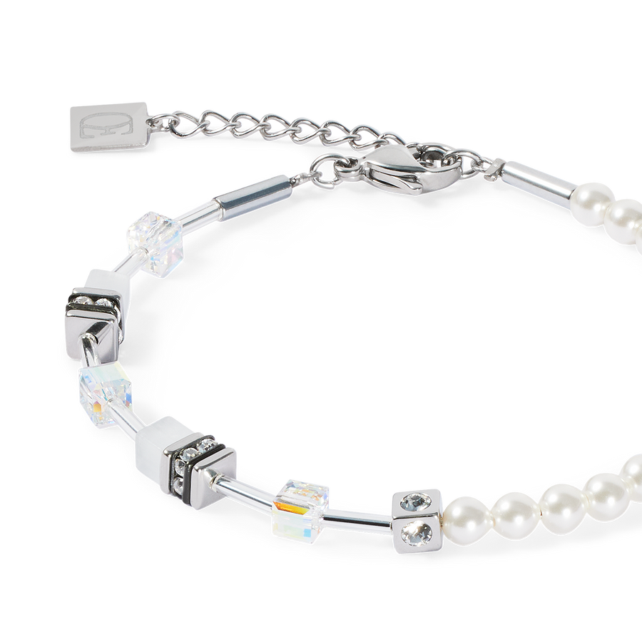 GeoCUBE® Mini Fusion Pearls Bracelet silver-white