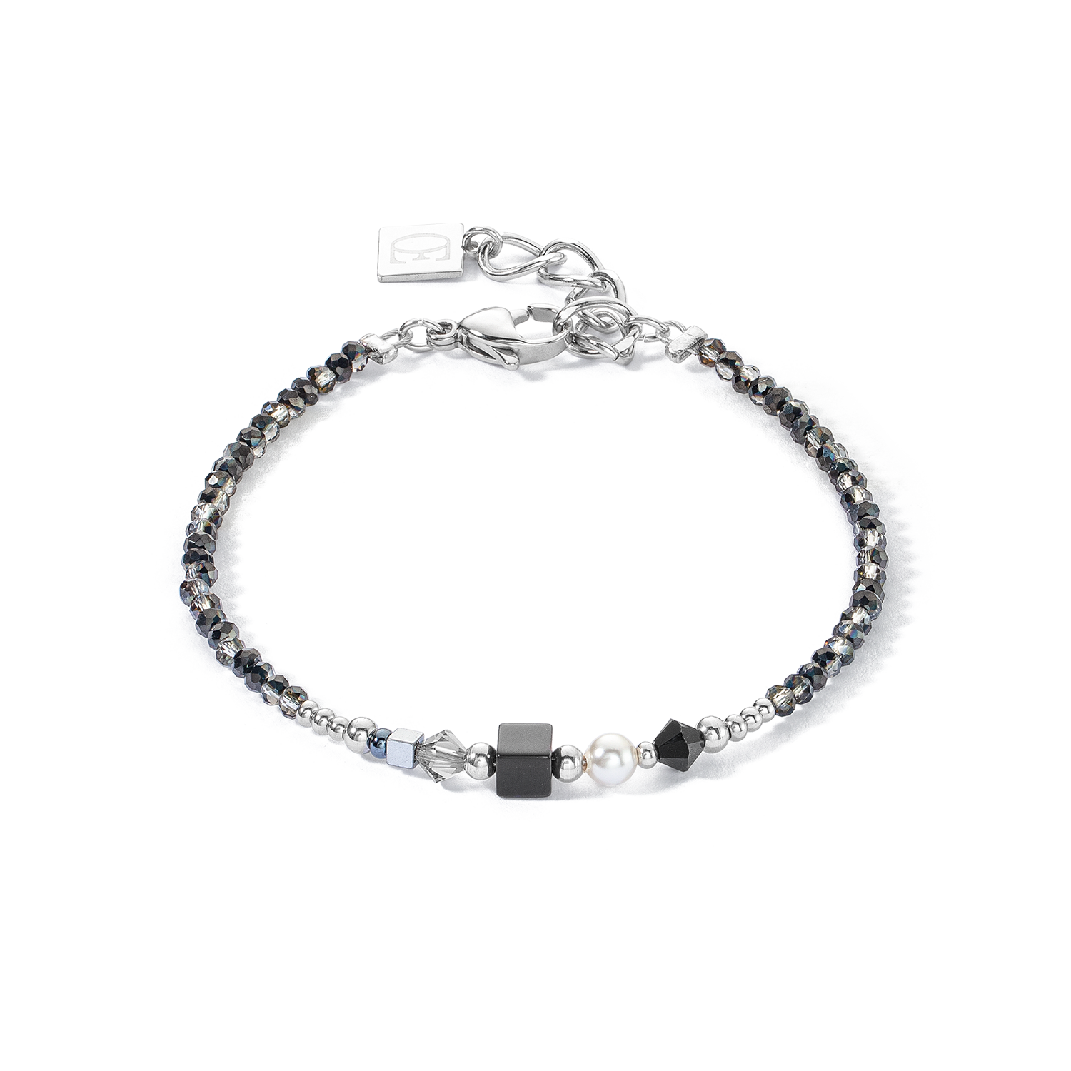 Square Stripes bracelet silver-black