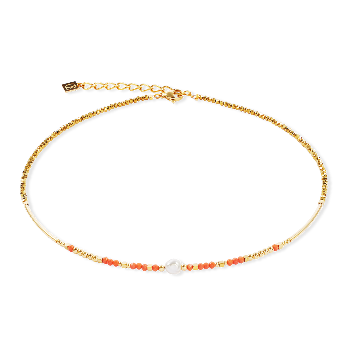 Necklace Sunset Pearl gold-coral