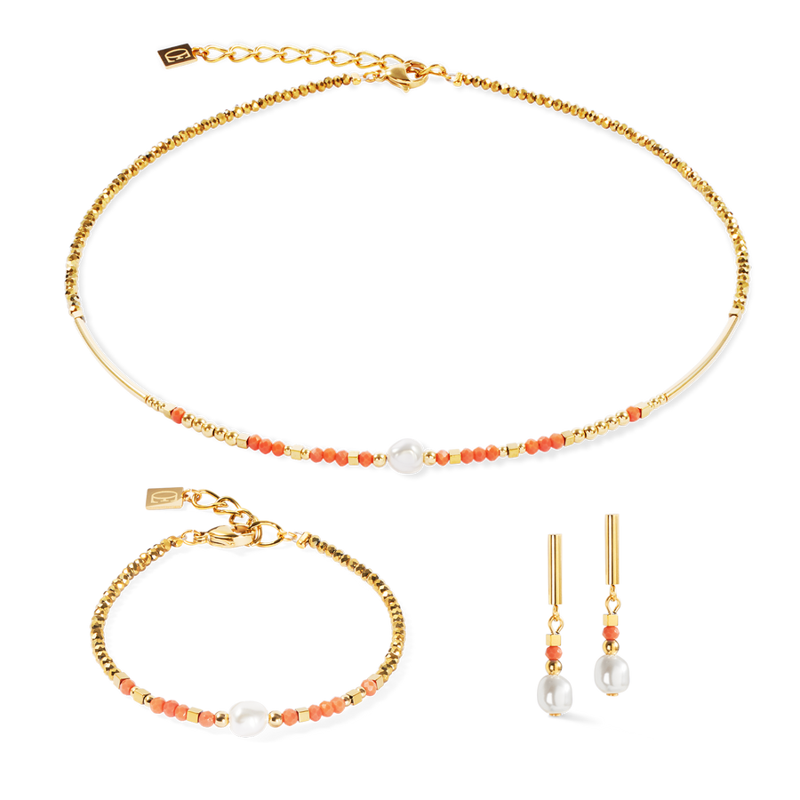 Necklace Sunset Pearl gold-coral