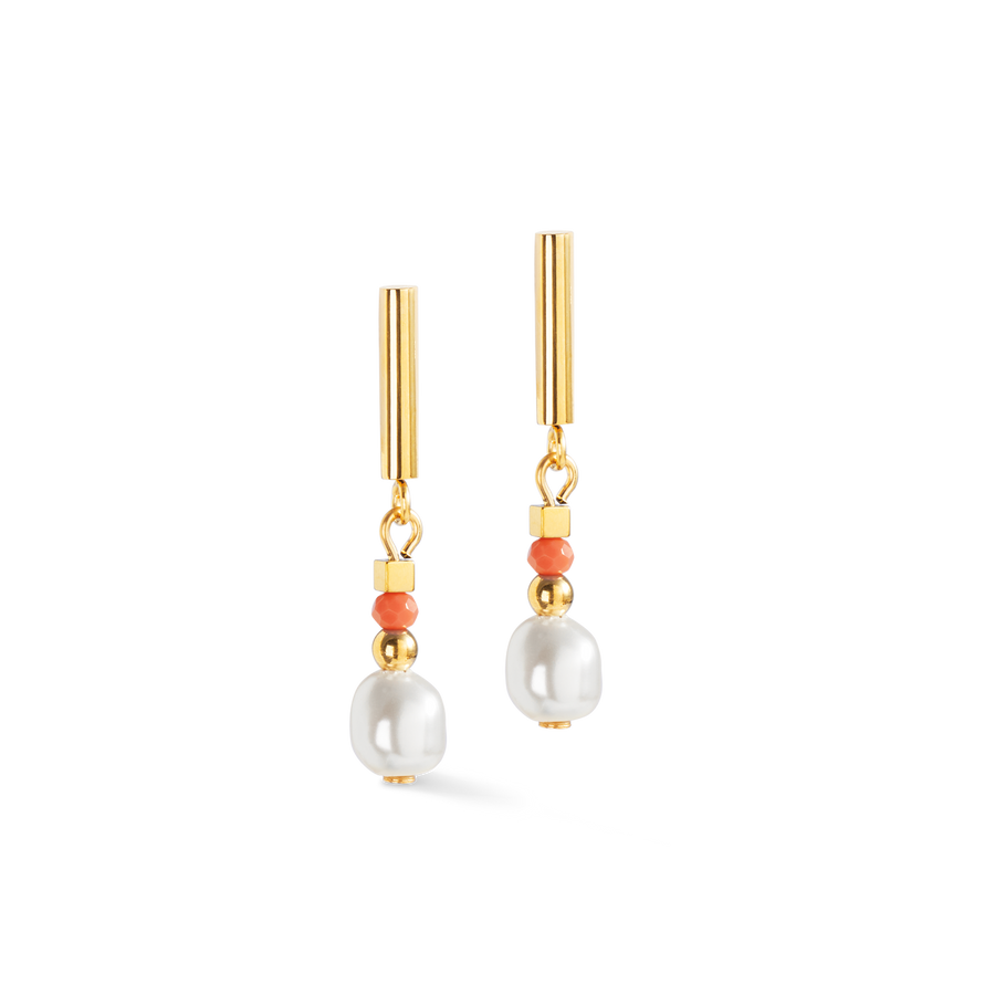 Earrings Sunset Pearl gold-coral