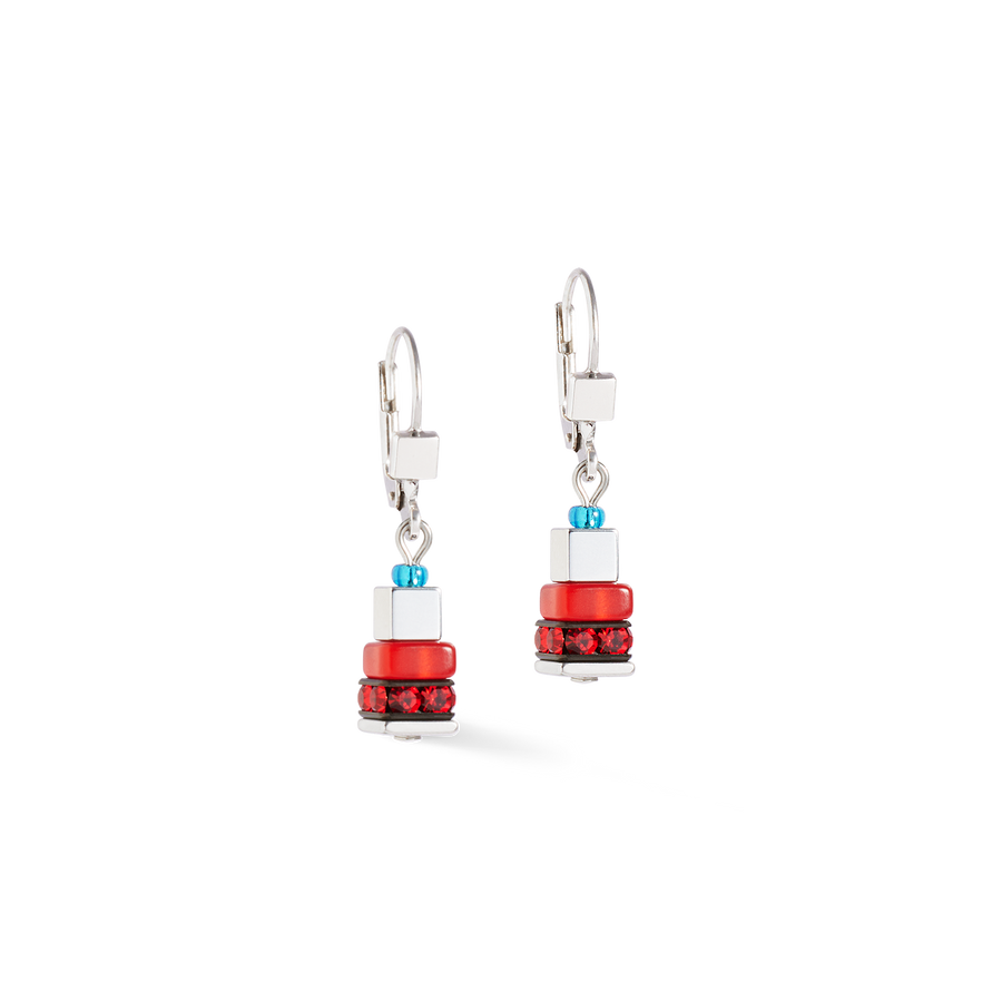 Earrings Modern Future Cube blue-red