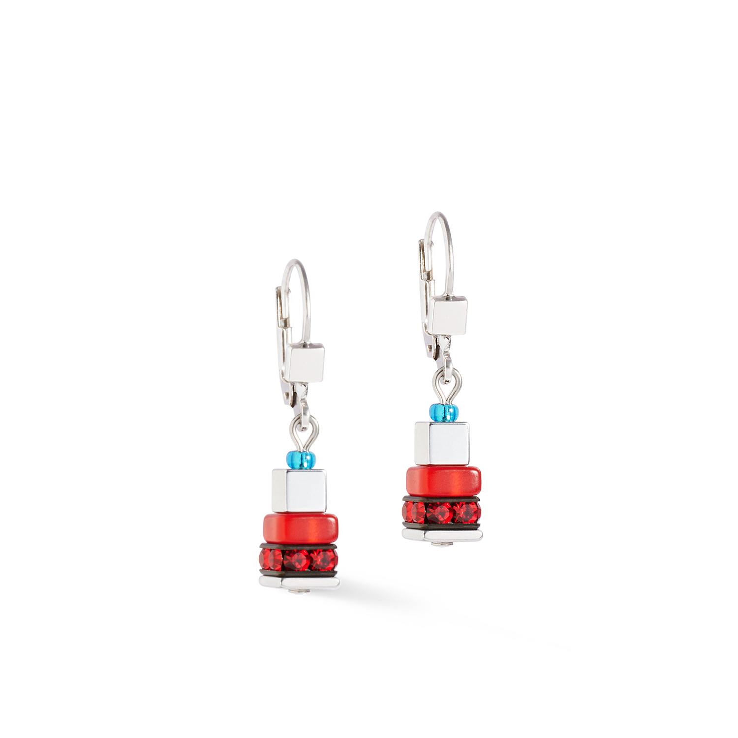 Earrings Modern Future Cube blue-red