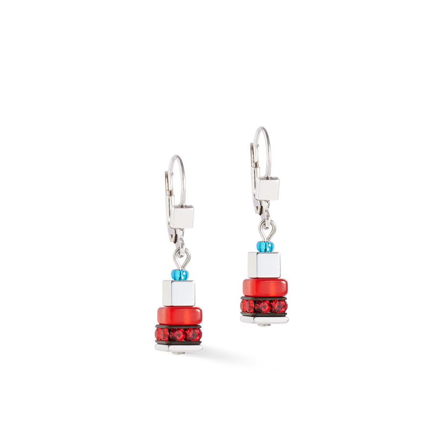 Earrings Modern Future Cube blue-red