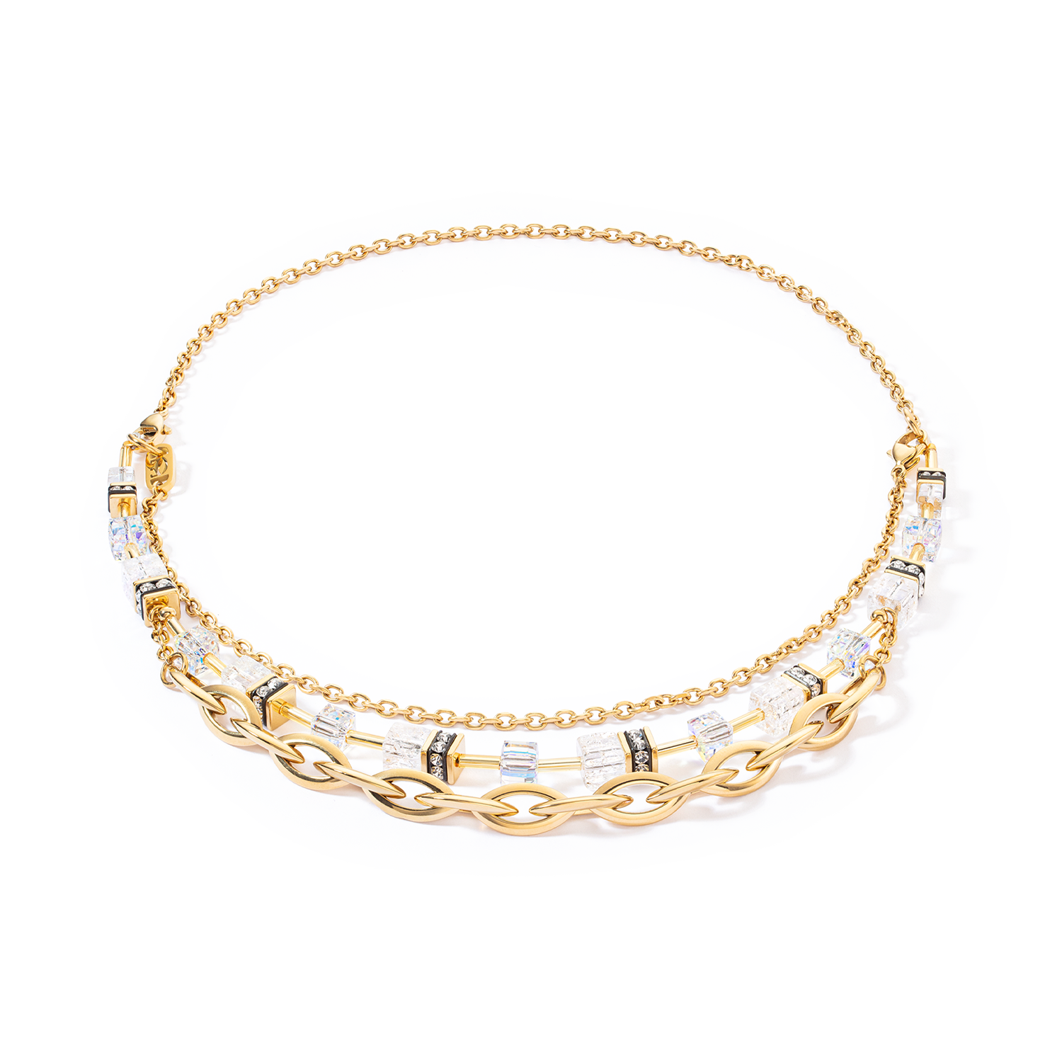 GeoCUBE® Festive Layer necklace gold-white