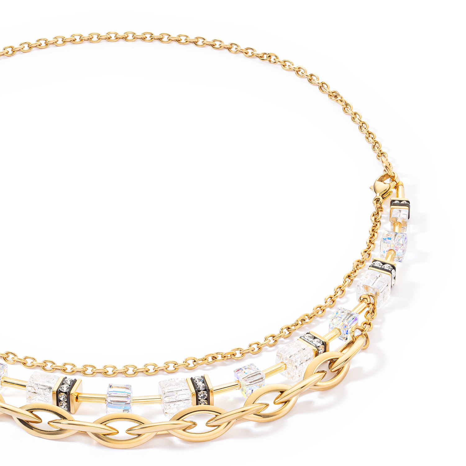 GeoCUBE® Festive Layer necklace gold-white