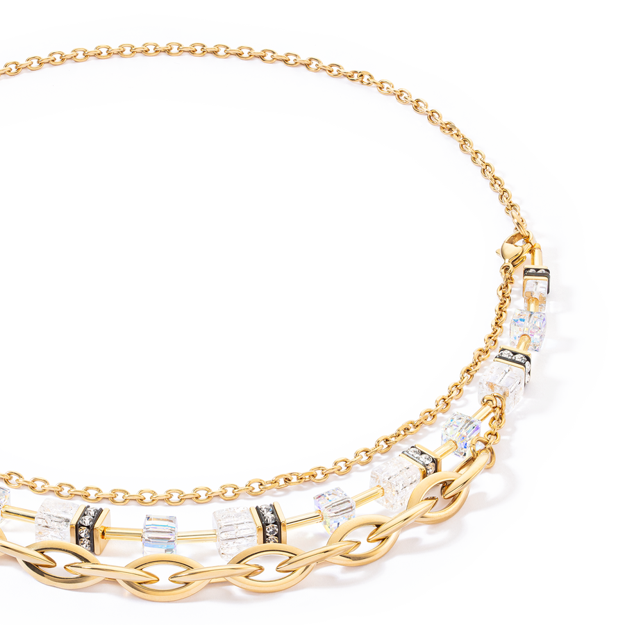 GeoCUBE® Festive Layer necklace gold-white