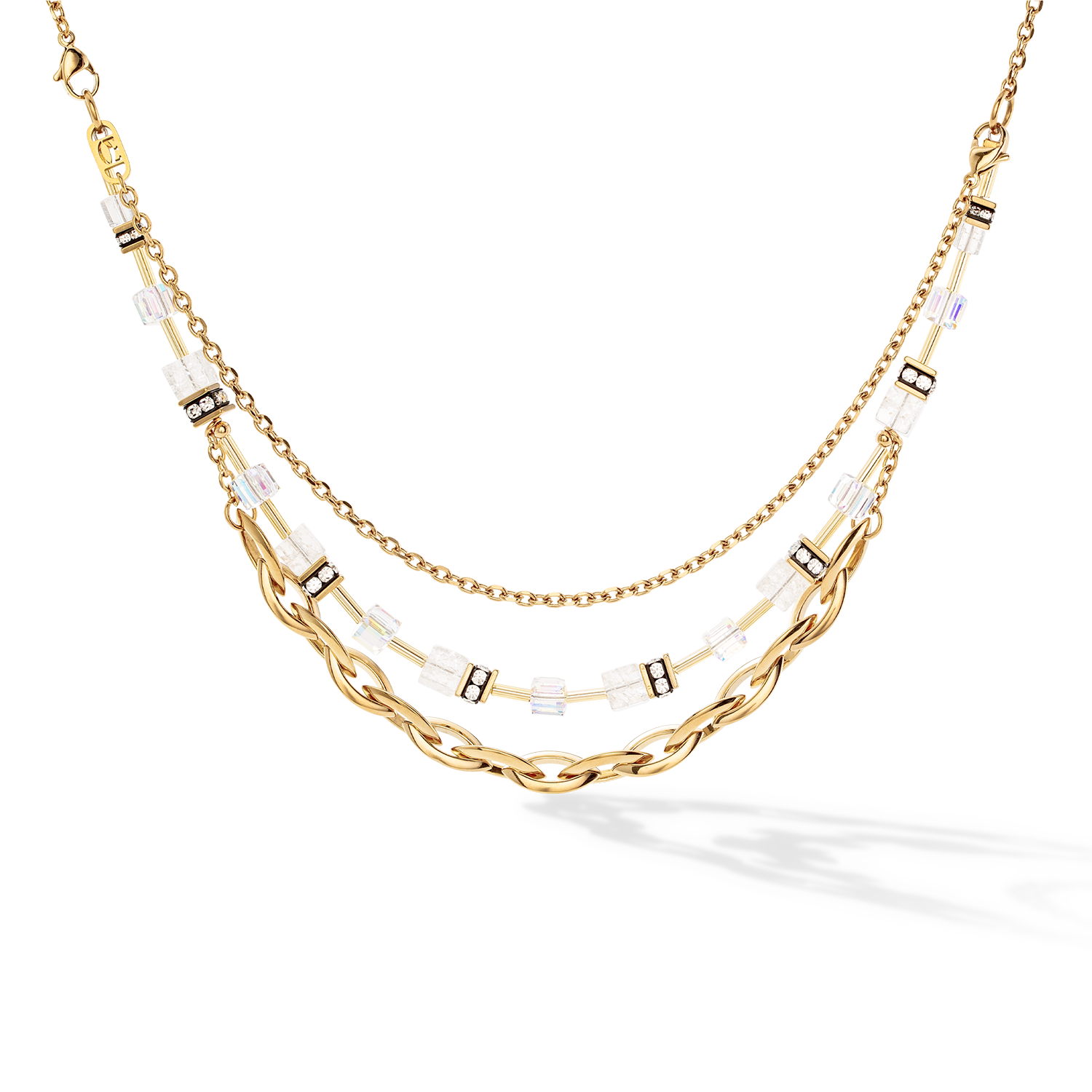 GeoCUBE® Festive Layer necklace gold-white