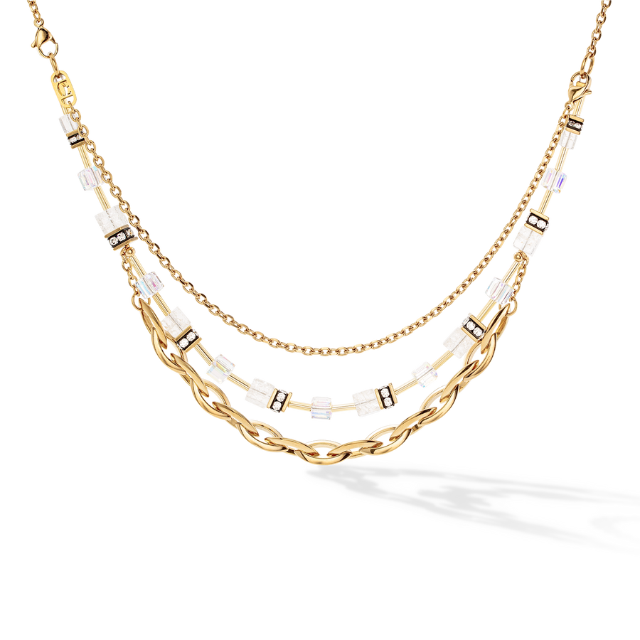 GeoCUBE® Festive Layer necklace gold-white