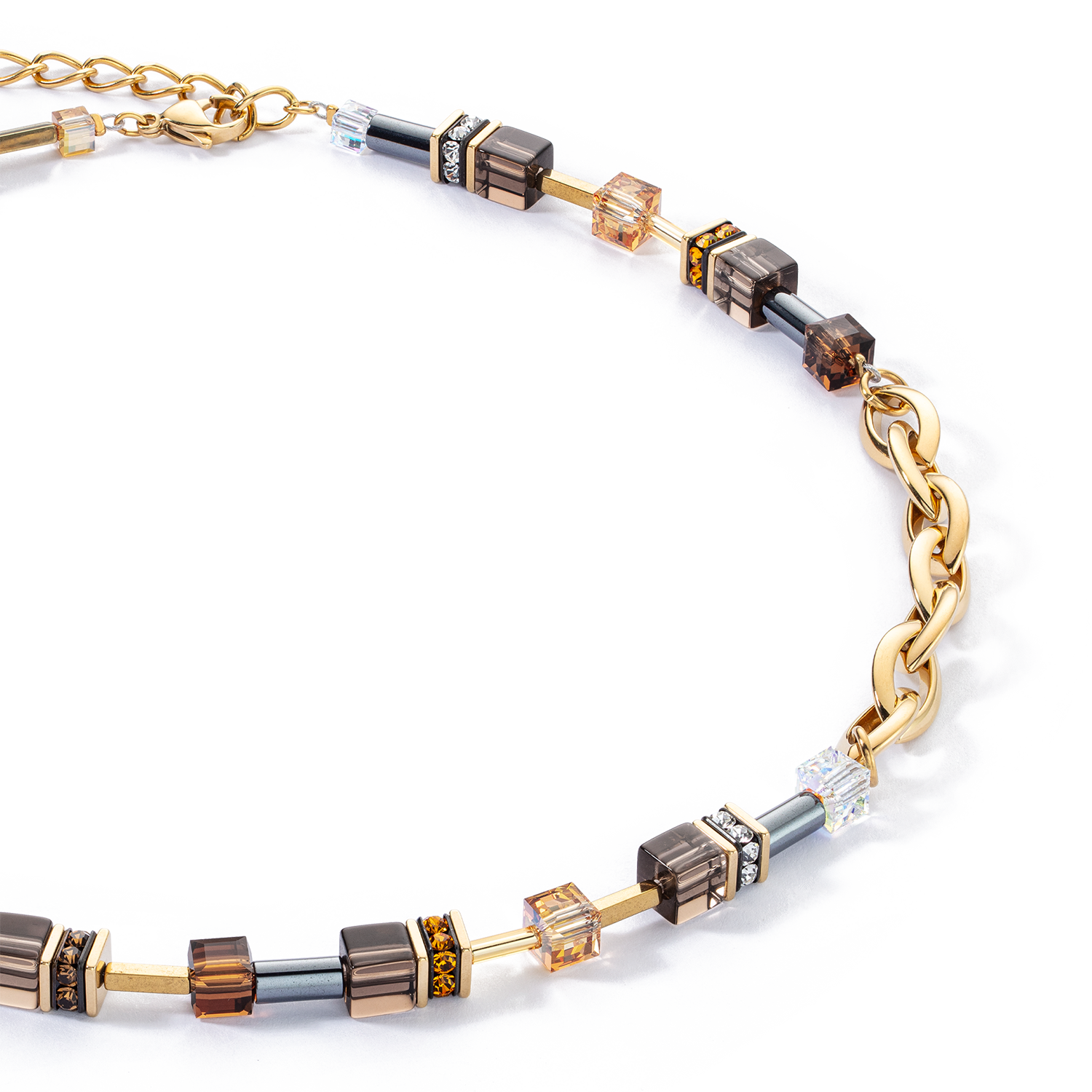 GeoCUBE® Chunky Chain necklace gold-brown