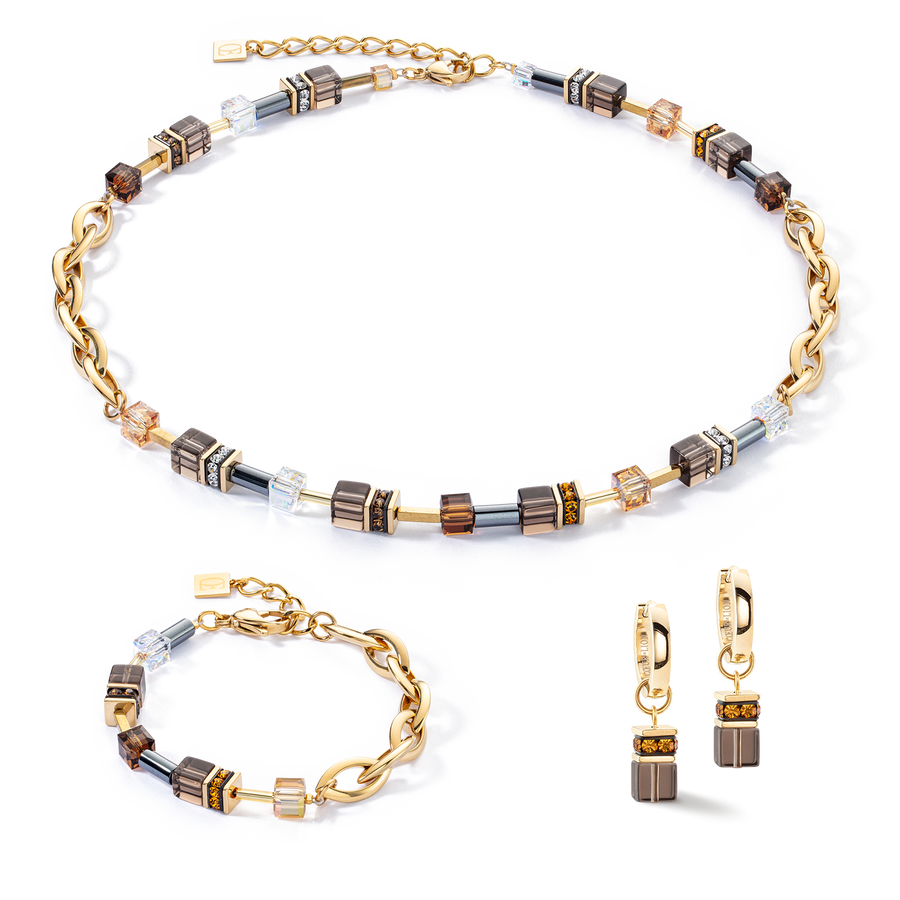 GeoCUBE® Chunky Chain necklace gold-brown