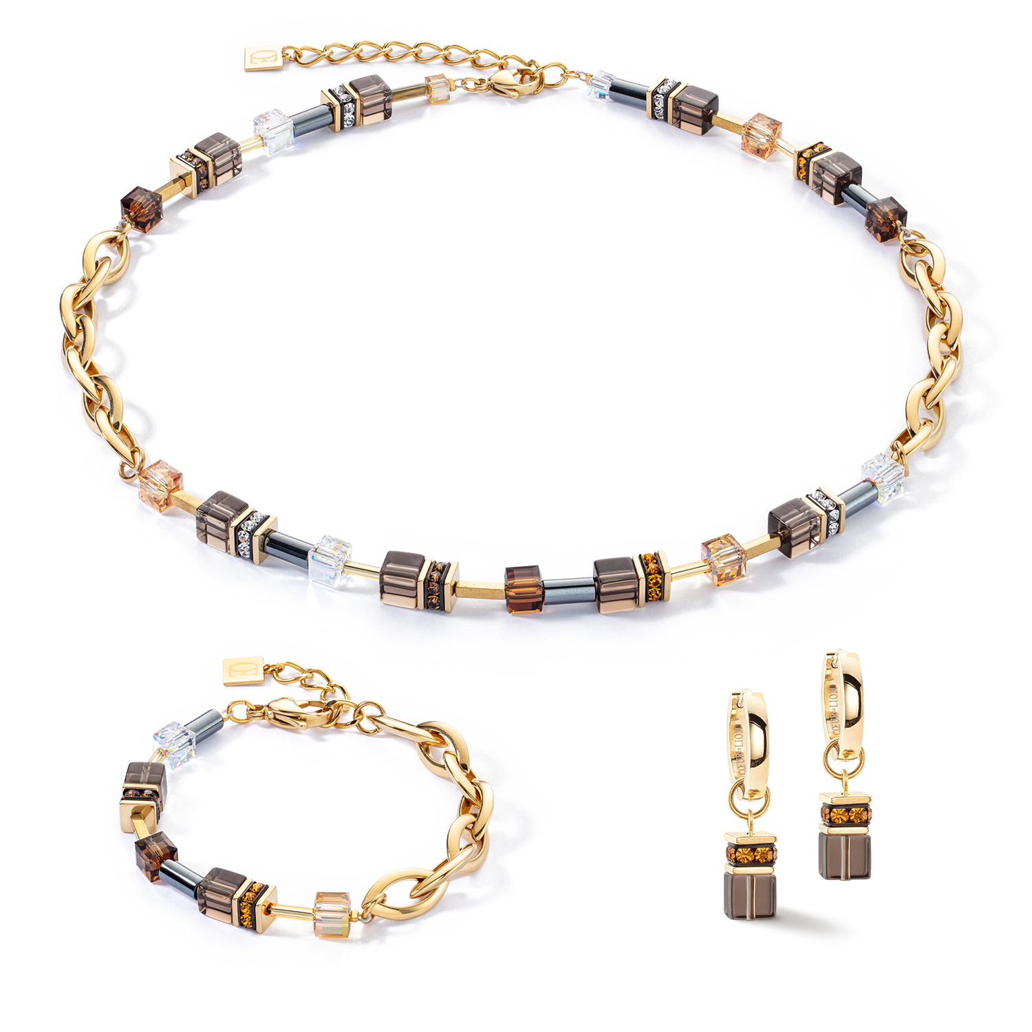 GeoCUBE® Chunky Chain bracelet gold-brown