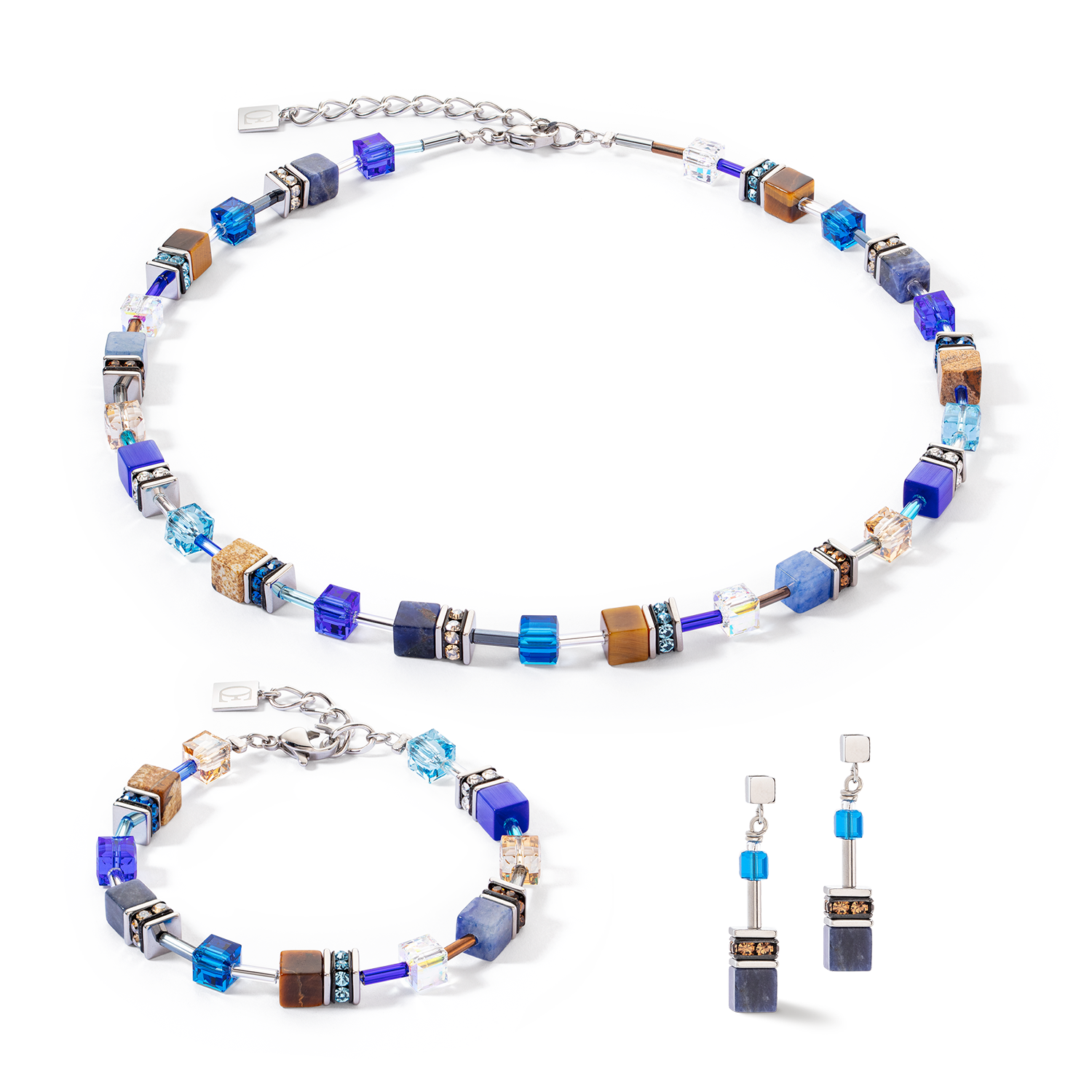 GeoCUBE® Iconic Precious necklace blue-brown