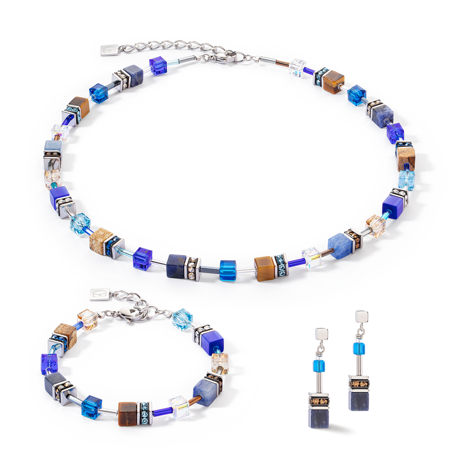 GeoCUBE® Iconic Precious necklace blue-brown