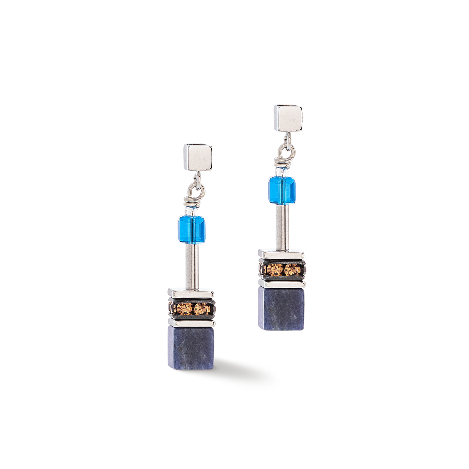 GeoCUBE® Iconic Precious earrings blue-brown