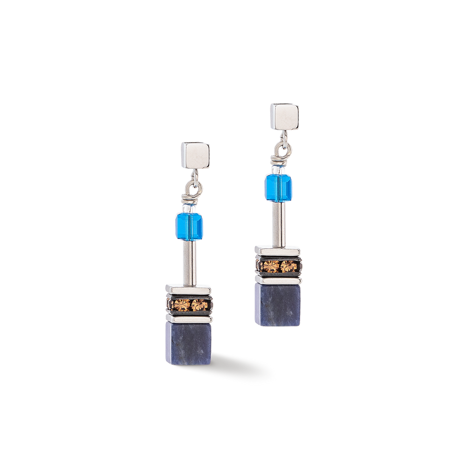 GeoCUBE® Iconic Precious earrings blue-brown