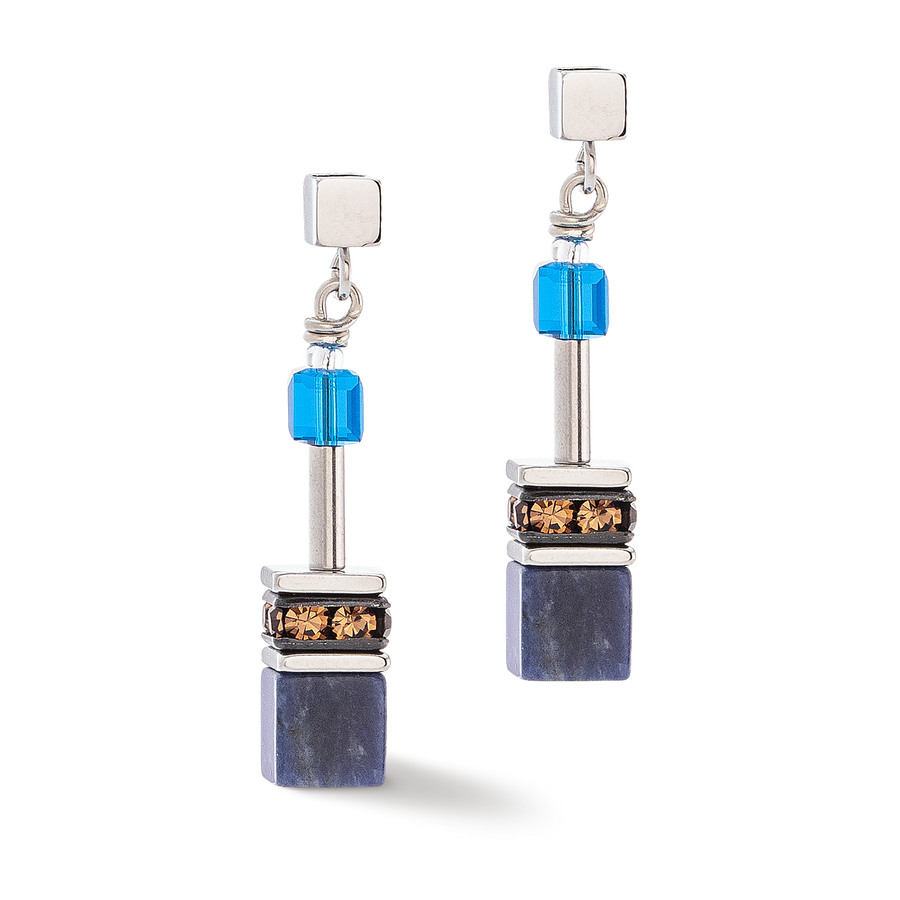 GeoCUBE® Iconic Precious earrings blue-brown