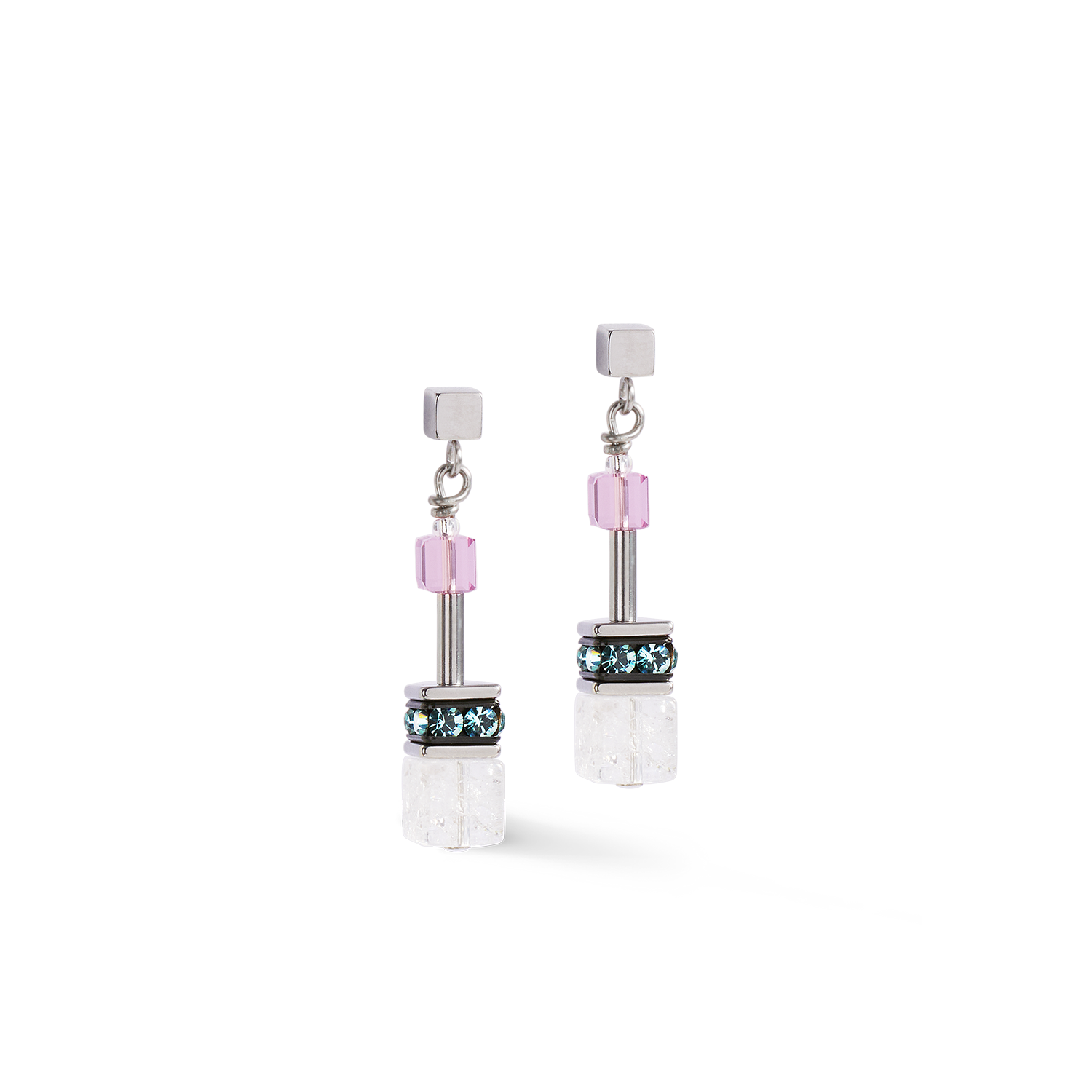 GeoCUBE® Iconic Precious earrings pink-lilac