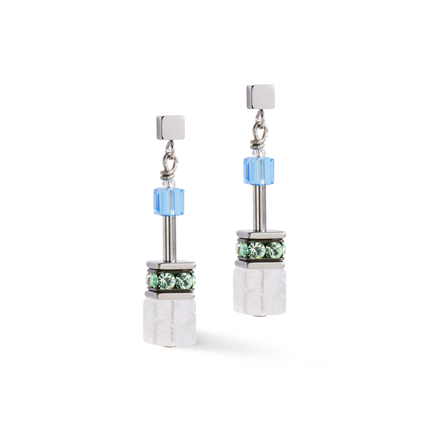 GeoCUBE® Iconic Precious earrings aqua-green