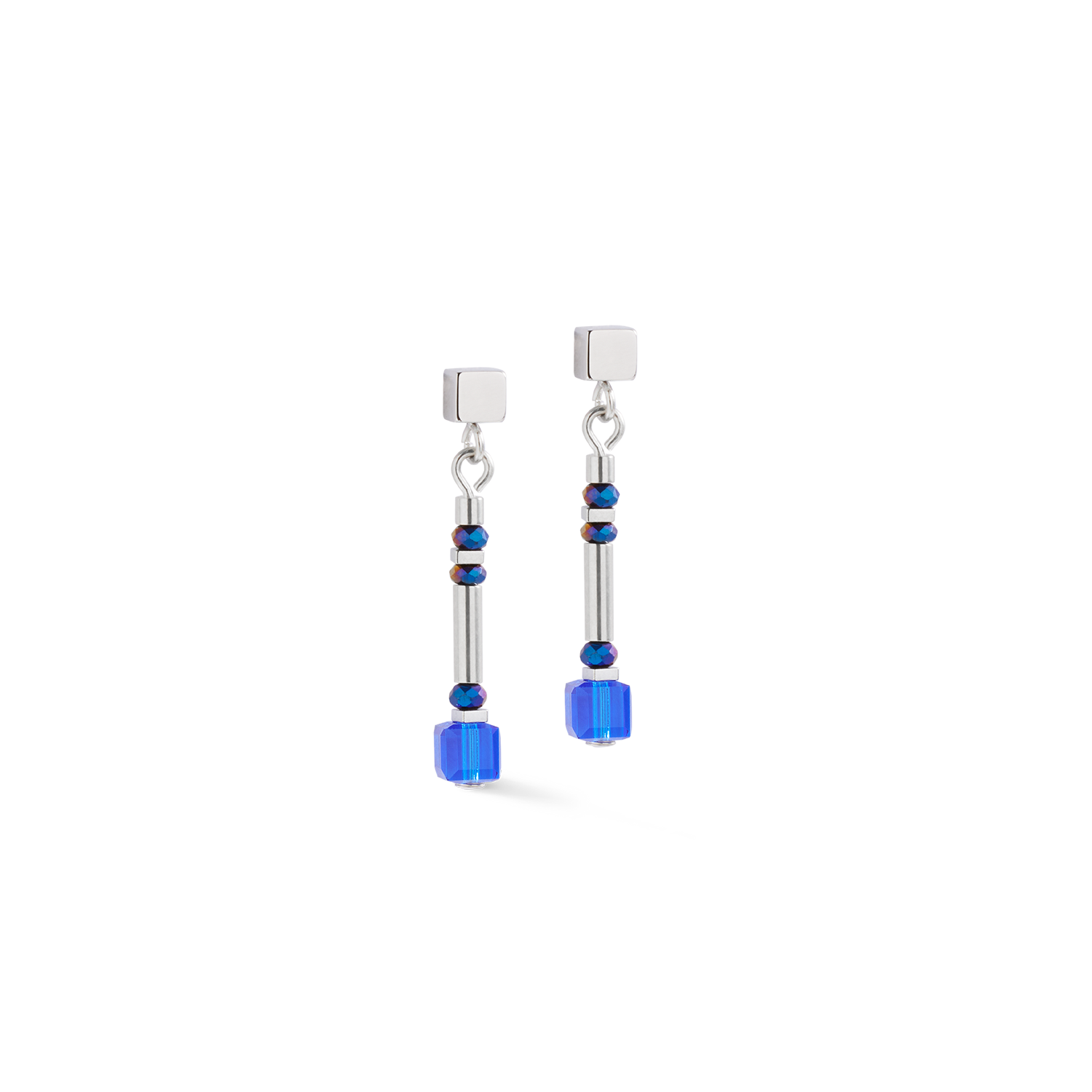 Cube Story Minimalistic Sparkling earrings blue