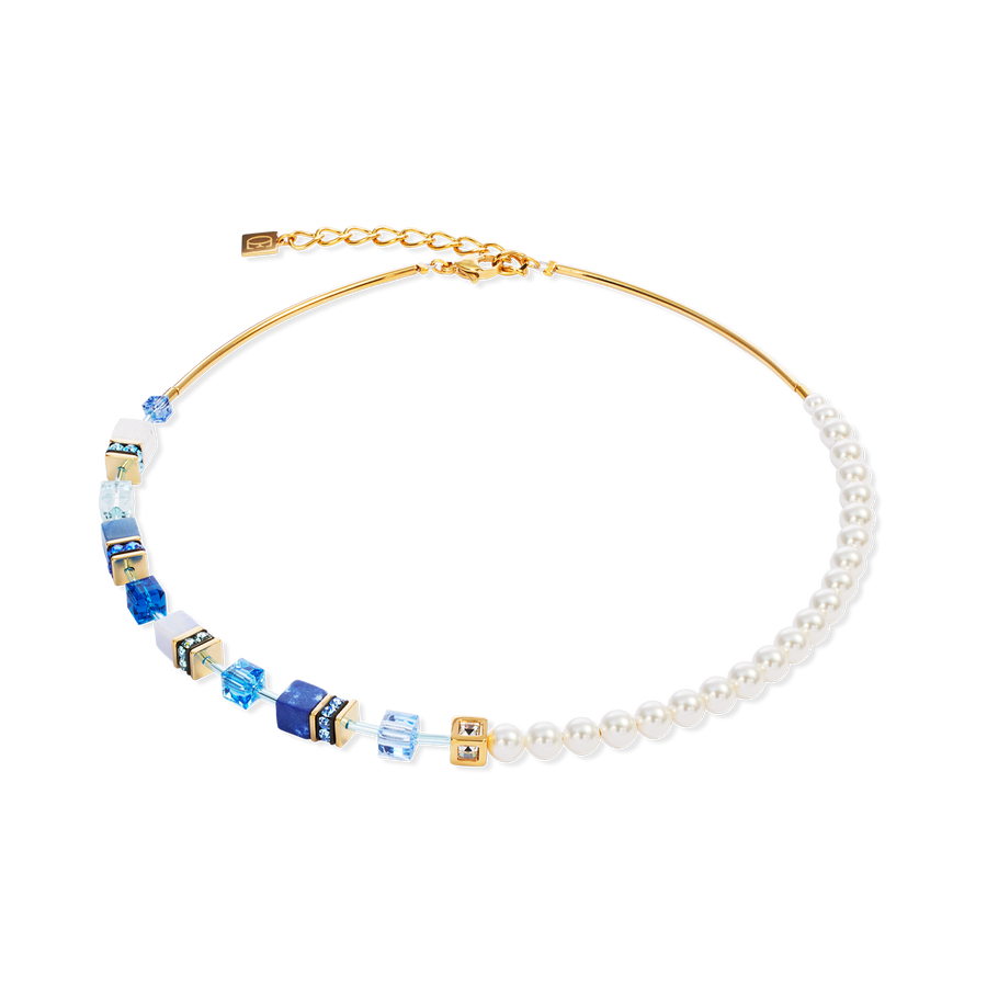 GeoCUBE® Precious Fusion Pearls necklace blue