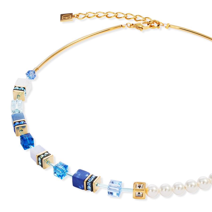 GeoCUBE® Precious Fusion Pearls necklace blue