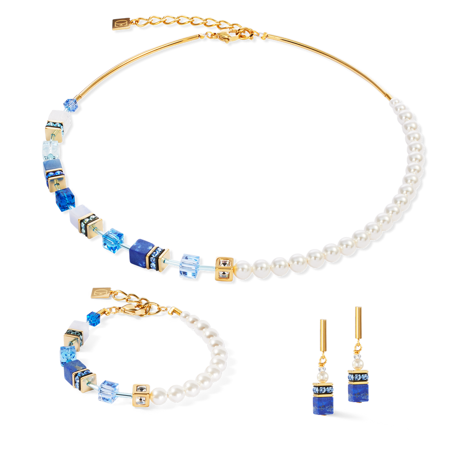 GeoCUBE® Precious Fusion Pearls necklace blue