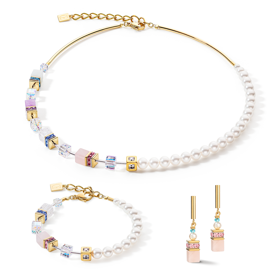 GeoCUBE® Precious Fusion Pearls necklace multicolour pastel