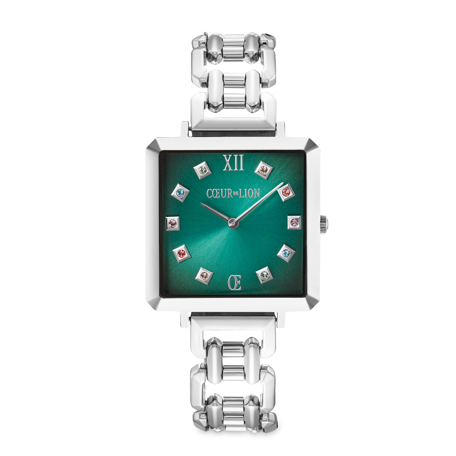 Gift Set Watch Iconic Cube Turquoise Glaze silver & GeoCUBE® Iconic Bracelet Magic silver