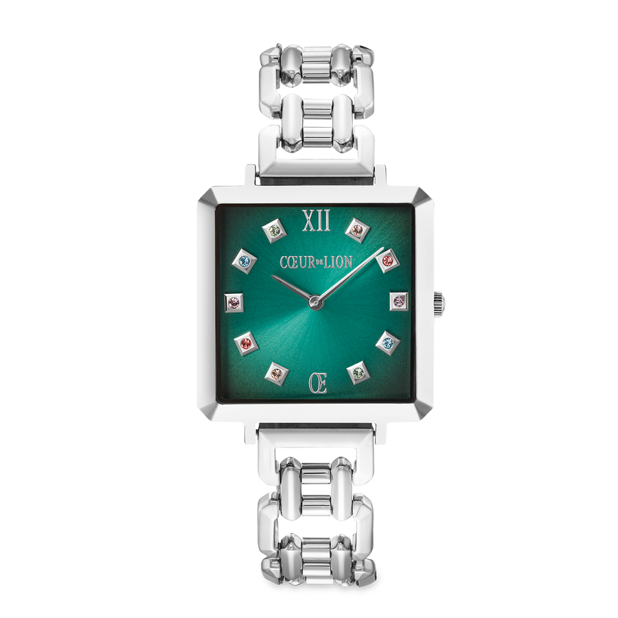 Iconic Cube Statement Watch Turquoise Glaze silver