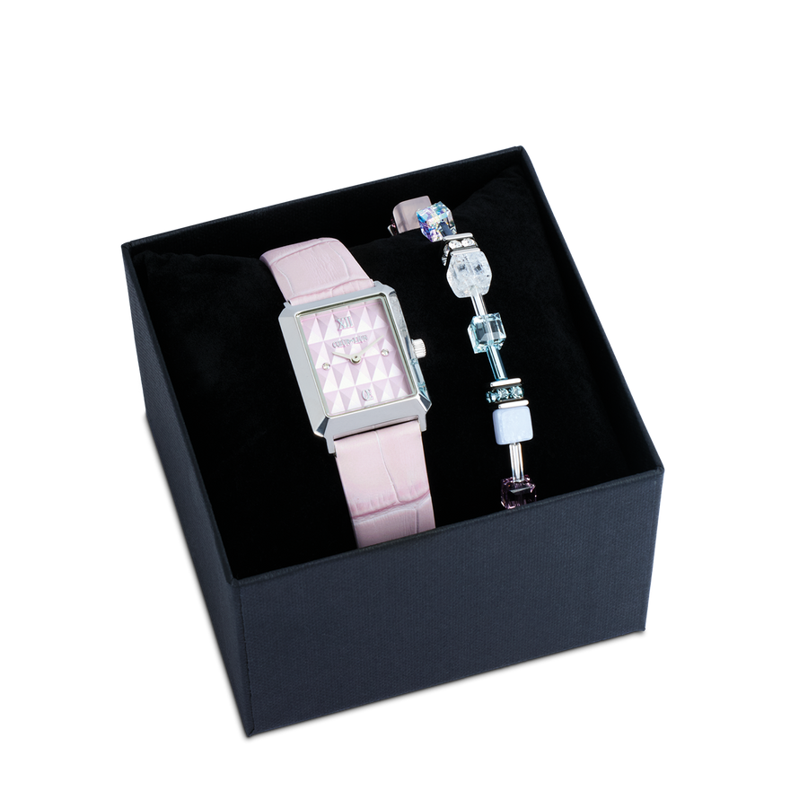 Watch Iconic Spikes Rosé Silver & GeoCUBE® Iconic Precious bracelet pink-lilac