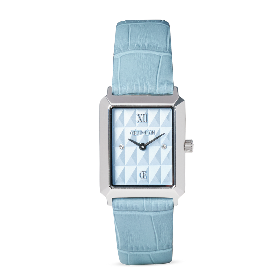 Watch Iconic Spikes Sky Blue Silver Bracelet Leather Light Blue