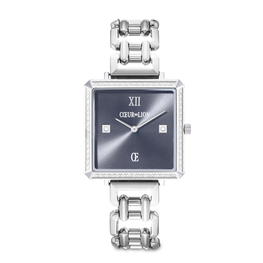 Watch Iconic Cube Sparkling Anthracite Attraction Statement Silver