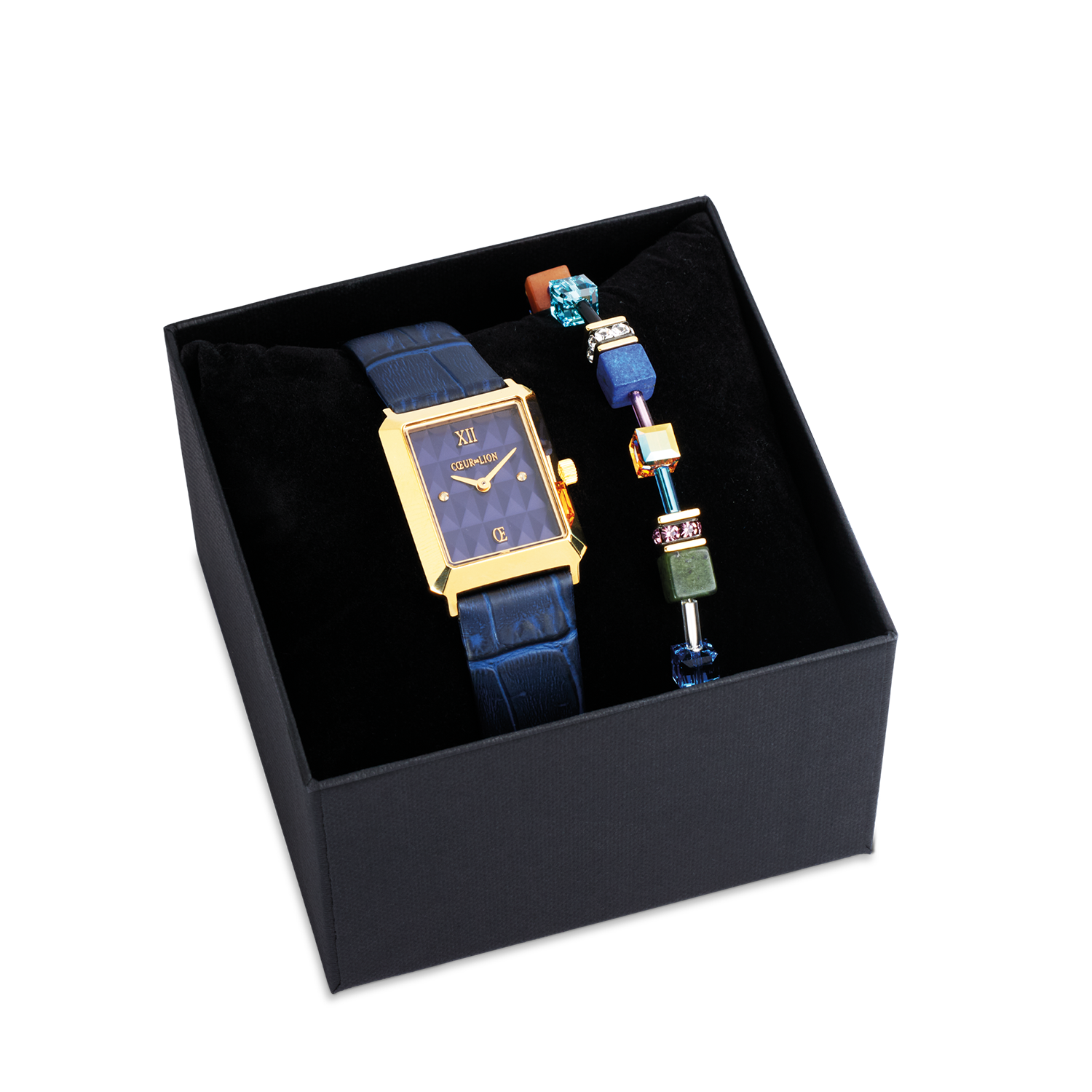 Watch Iconic Spikes Midnight Blue Gold & GeoCUBE® Iconic Precious bracelet multicolour motion