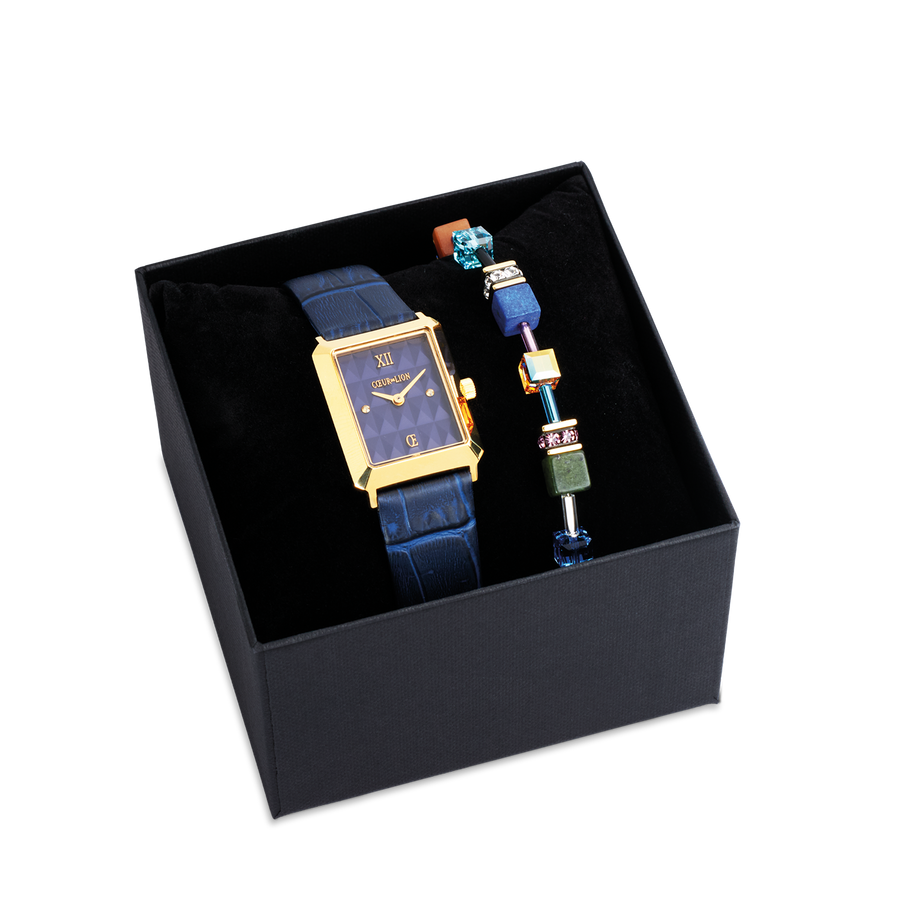 Watch Iconic Spikes Midnight Blue Gold & GeoCUBE® Iconic Precious bracelet multicolour motion