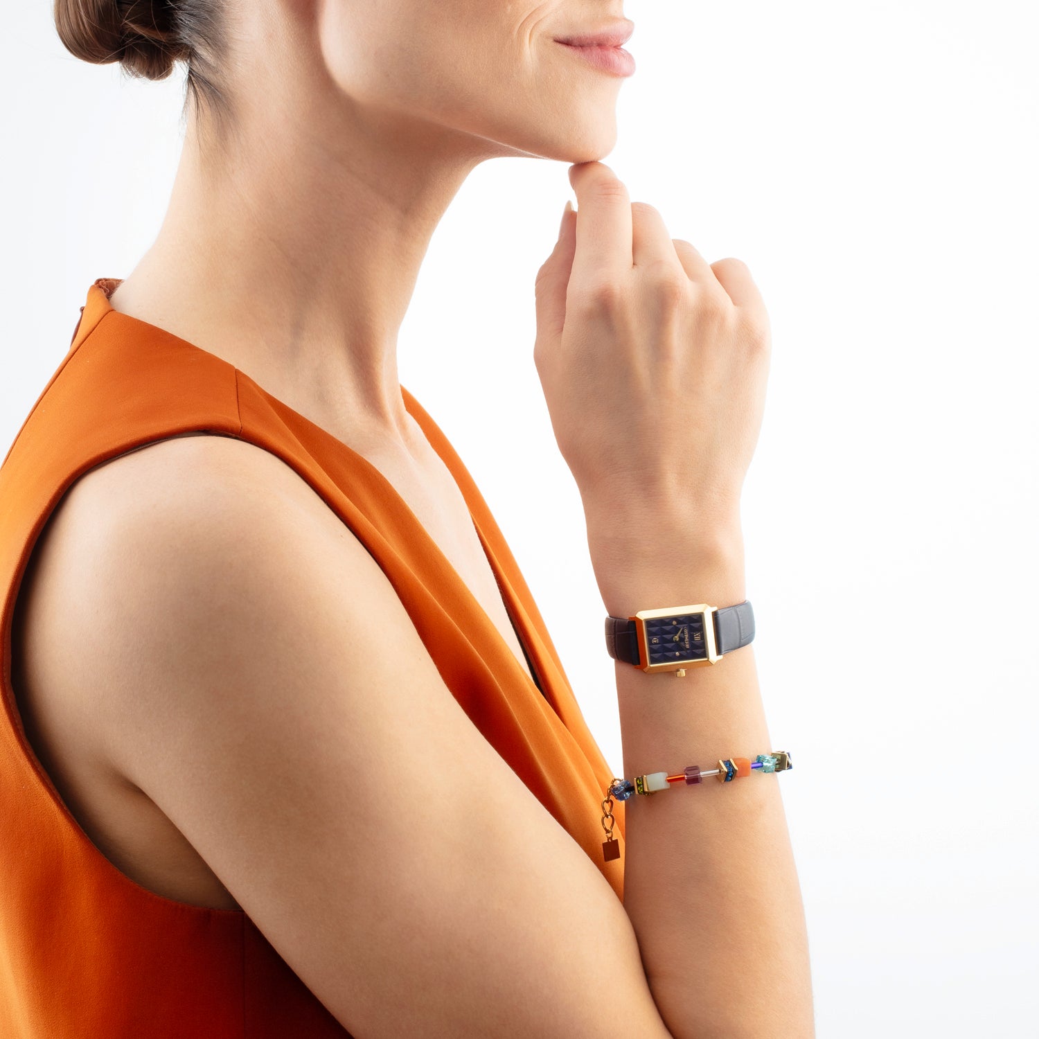 Watch Iconic Spikes Midnight Blue Gold & GeoCUBE® Iconic Precious bracelet multicolour motion