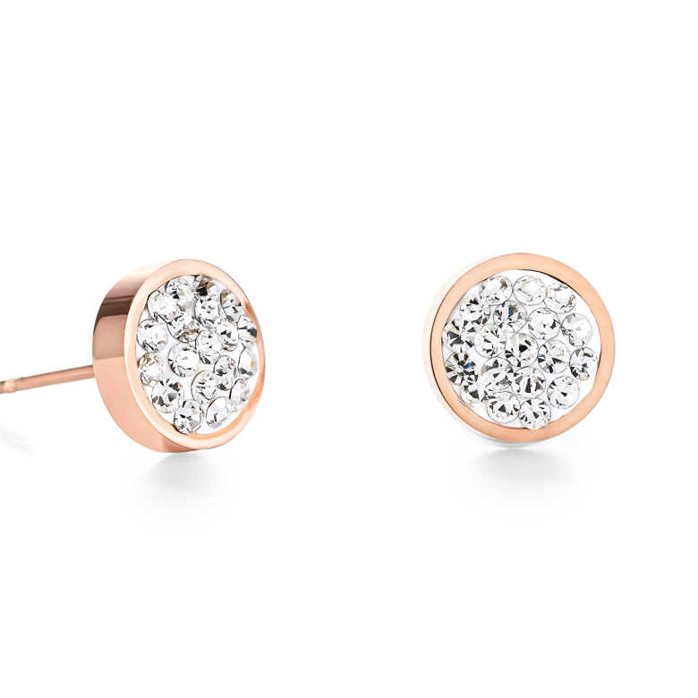 Earrings stainless steel rose gold & crystals pavé crystal