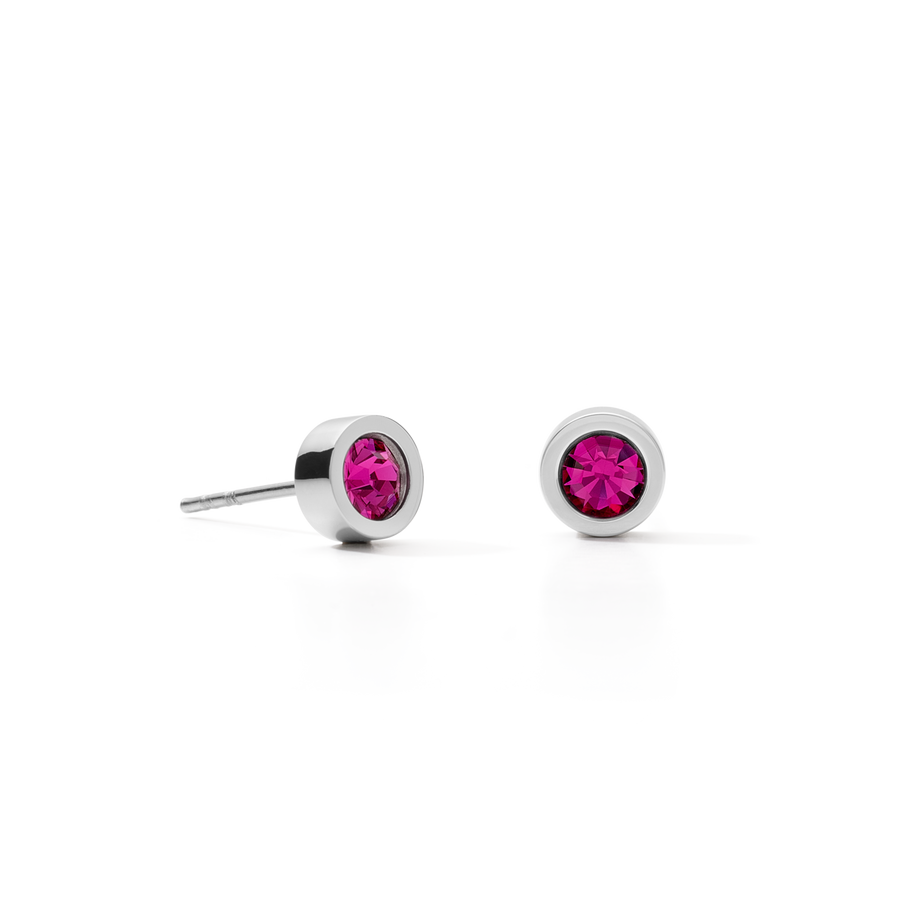 Earrings Crystal & stainless steel silver pink