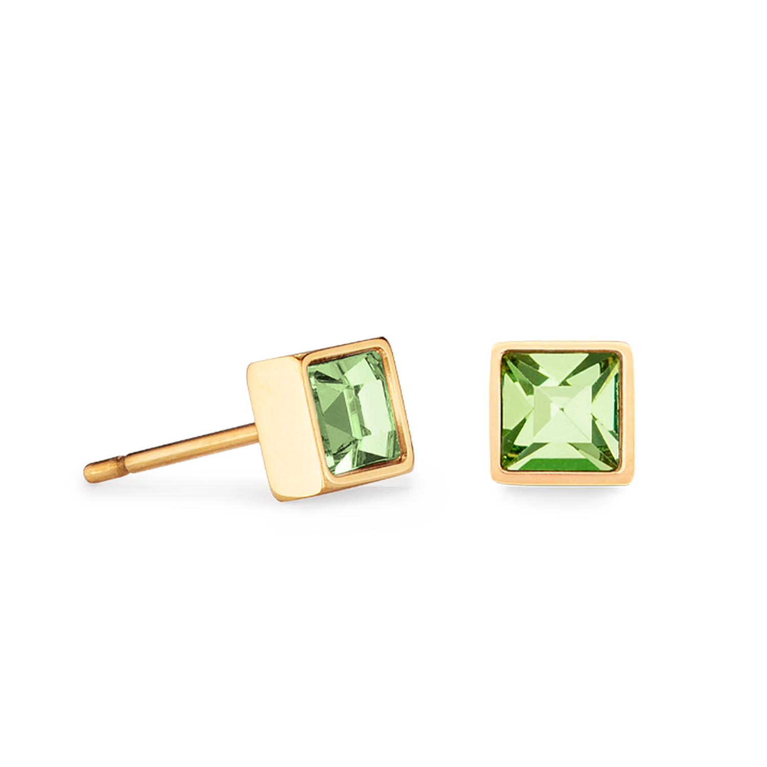 Brilliant Square small earrings gold green