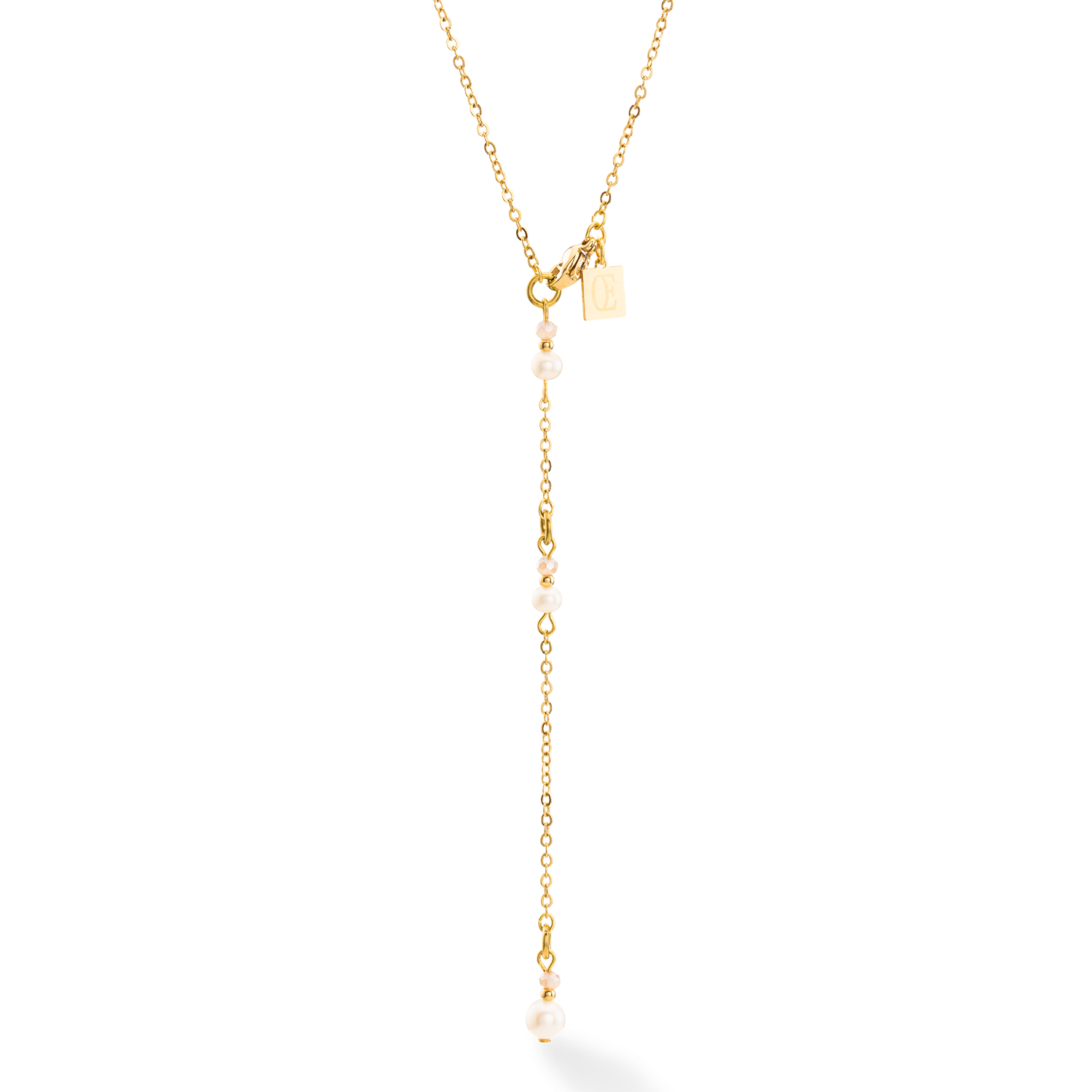 Necklace Y Fairy Freshwater Pearl  gold