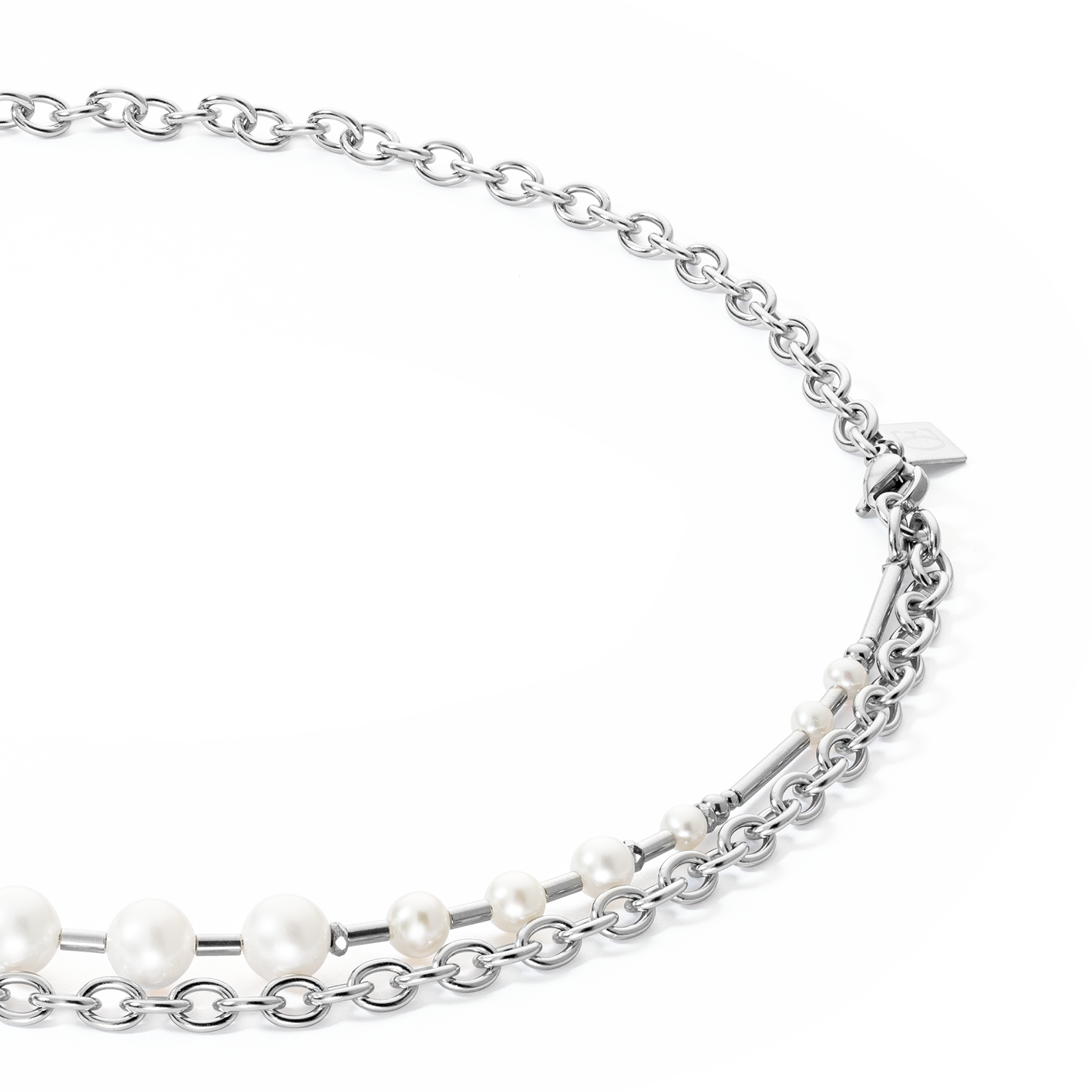 Necklace Freshwater Pearls & chain Multiwear silver