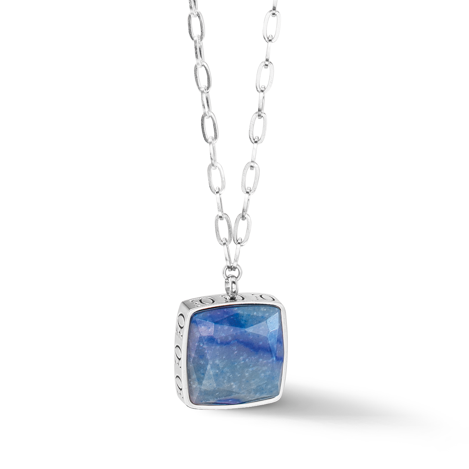 Necklace OE Amulet Square Aventurine silver-blue