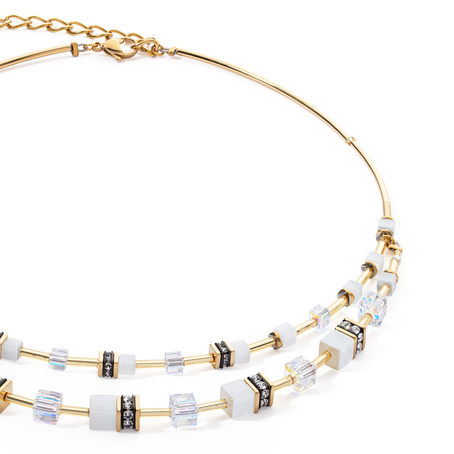 GeoCUBE® Iconic Layer necklace gold-white