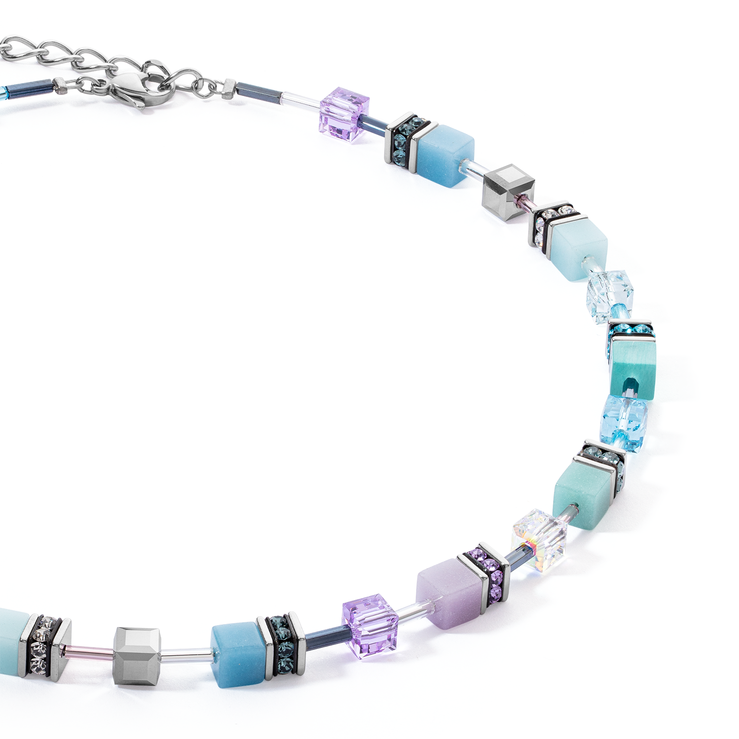 GeoCUBE® Iconic necklace aqua-lilac