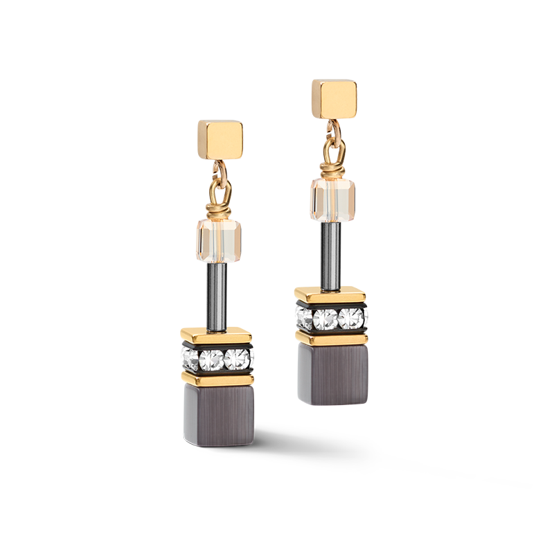 GEOCUBE® Earrings grey-gold