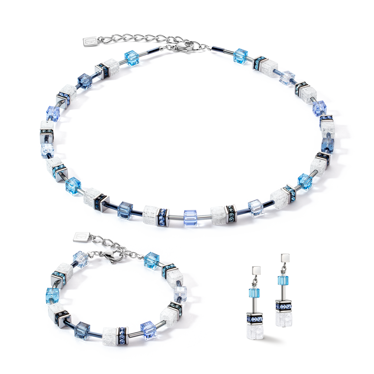GeoCUBE® Iconic Nature necklace blue white – COEUR DE LION (UK-WORLD)