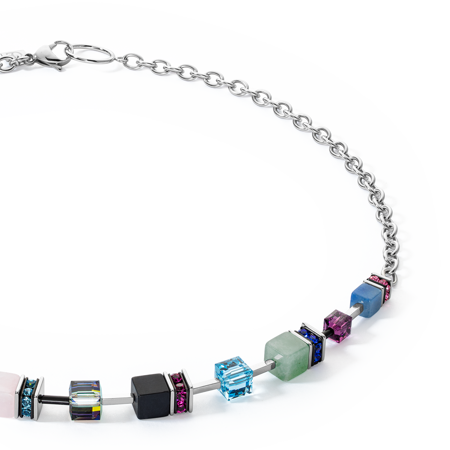 GeoCUBE® Iconic Precious Chain necklace silver-multicolour